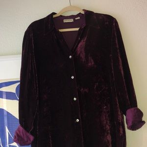 Maroon velvet button up